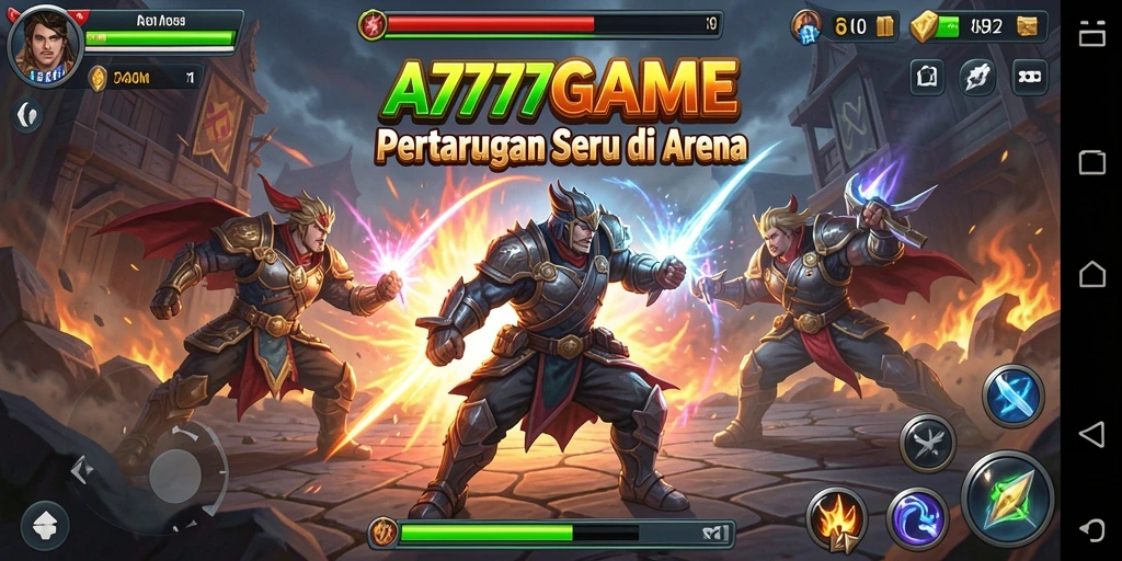Screenshot utama A777GAME menampilkan aksi pertarungan yang epik dan menarik.