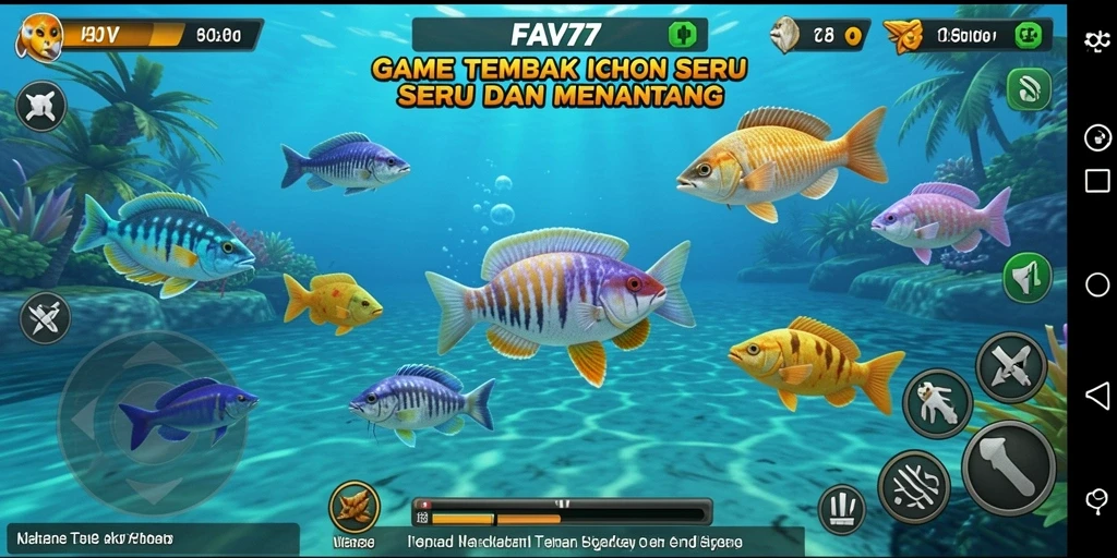 Screenshot gameplay FAV77 yang seru saat menembak ikan.