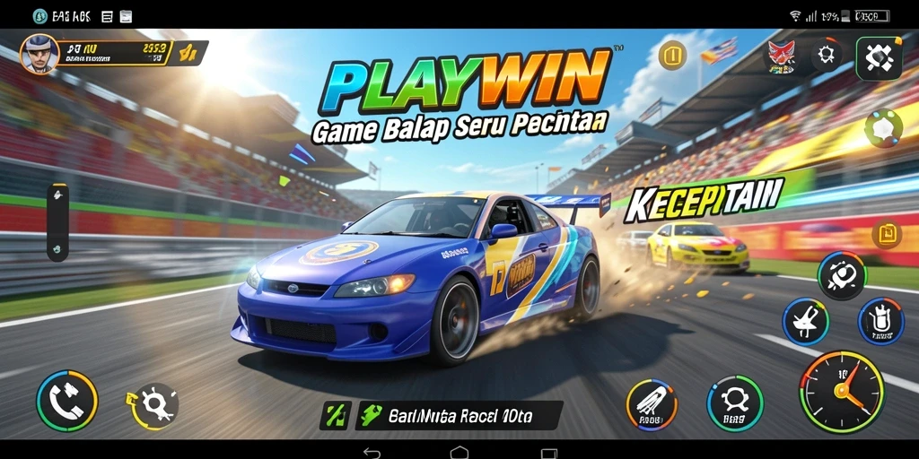 Tampilan gameplay balap mendebarkan di PLAYWIN.