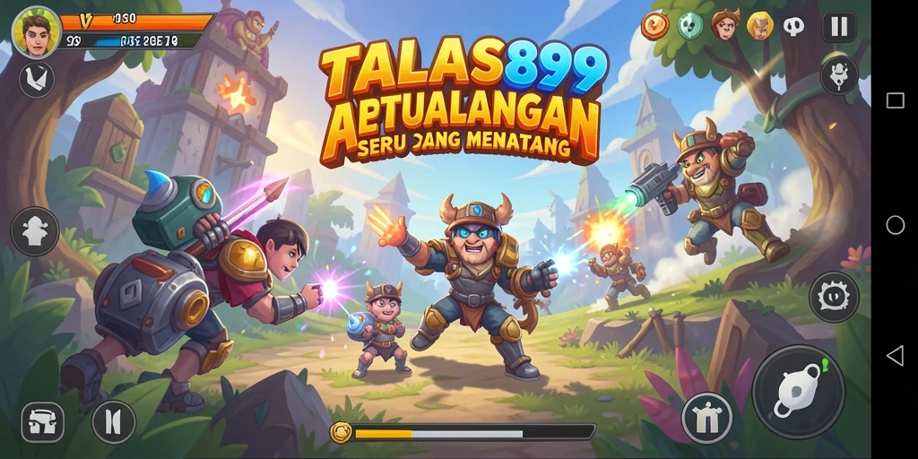 Tampilan gameplay TALAS89 yang penuh warna dan dinamis.